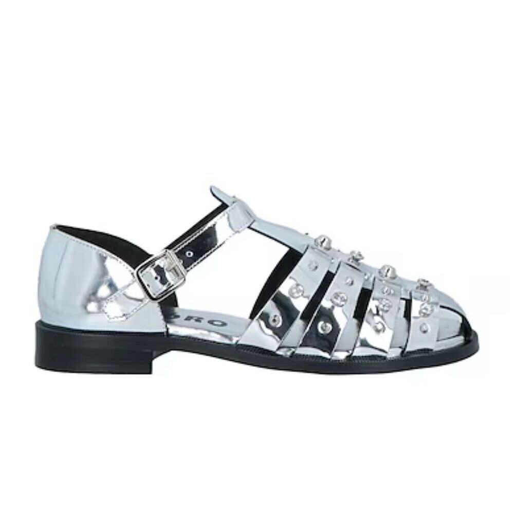 Sandro Studded Fisherman Sandals - Silver